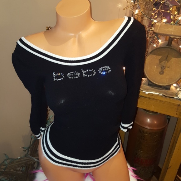 bebe Sweaters - Bebe logo detailed scoop neck sweater S black